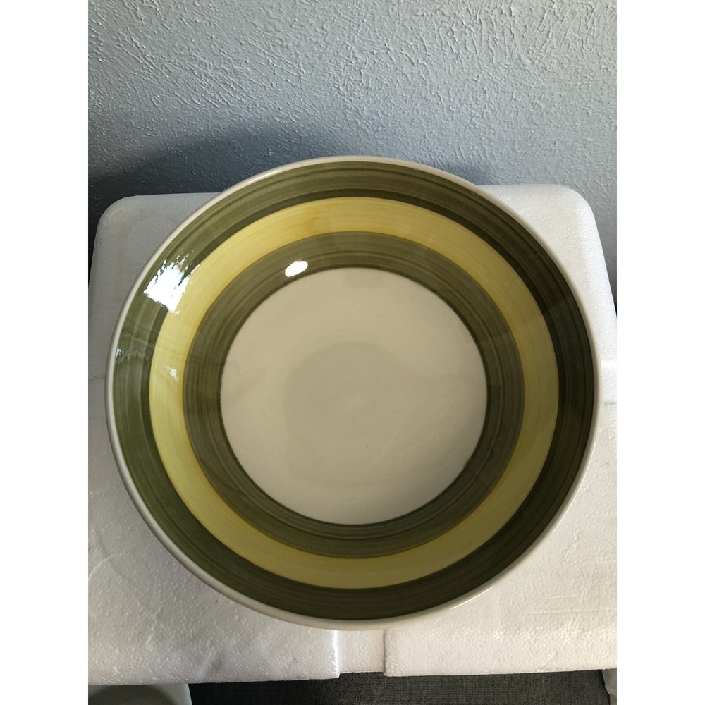 Majolica yellow & green striped bowl
